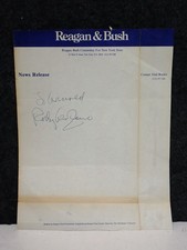 Rocky Graziano Autograph Signed 1980 Reagan Bush New York Campaign Letterhead
