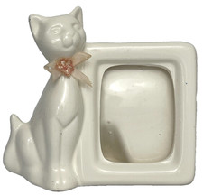 Vintage White Porcelain Cat Photo Frame 2" x 3" Area Emson Taiwan