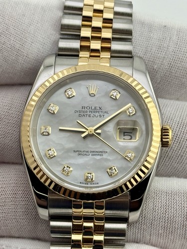 Rolex Datejust 36mm 116233 jubilee fluted Factory Mother Of Pearl Diamond dial