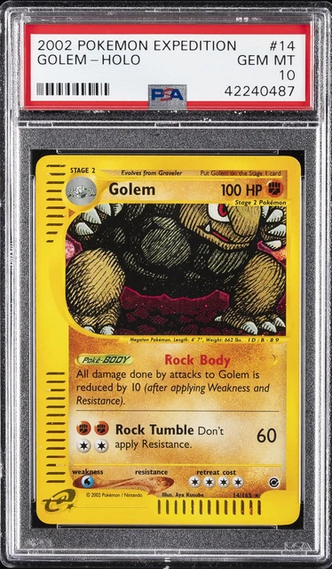 2002 POKEMON EXPEDITION #14 GOLEM-HOLO PSA 10