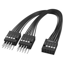 PC Power Switch Splitter, 9 Pin Motherboard Jumper Splitter 1 Female to 2 Mal...