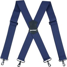 Men  s Heavy Duty Belt Loops X Back 2 Inch Wide Suspenders with 4 Snap Hooks