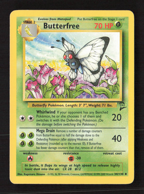 Butterfree Uncommon Base Set 2 034/130 HP Pokémon TCG