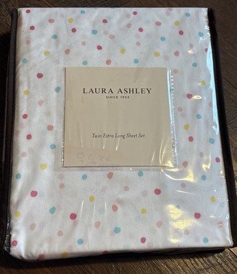 Laura Ashley Microfiber Sheet Set Extra Long  Twin (Confetti-White/Pink/Aqua)