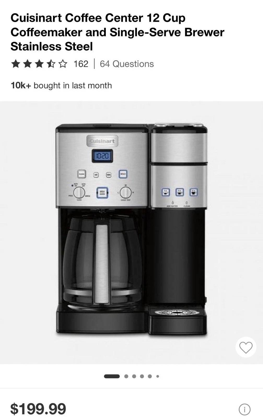 Cuisinart SS-15 12-Cup Coffeemaker and Single-Serve Brewer - Silver
Opens in a new window or tab