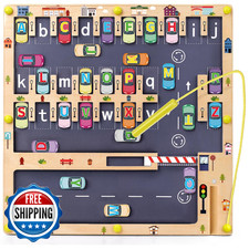 Scuwtocn Wooden Magnetic Alphabet Maze Letter Puzzle Montessori Toy