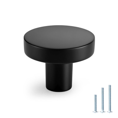 Probrico 30 Pack Matte Black Cabinet Knobs 1-1/5 Inch Drawer Knobs Solid Round