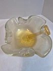 VINTAGE MURANO CIGAR ASHTRAY 6" Clear Glass with Pestle & Gold Base
