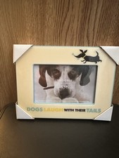 4  x 6  picture frame  DOGS LAUGH with there TAILS   Blue Black  Yellow "New"