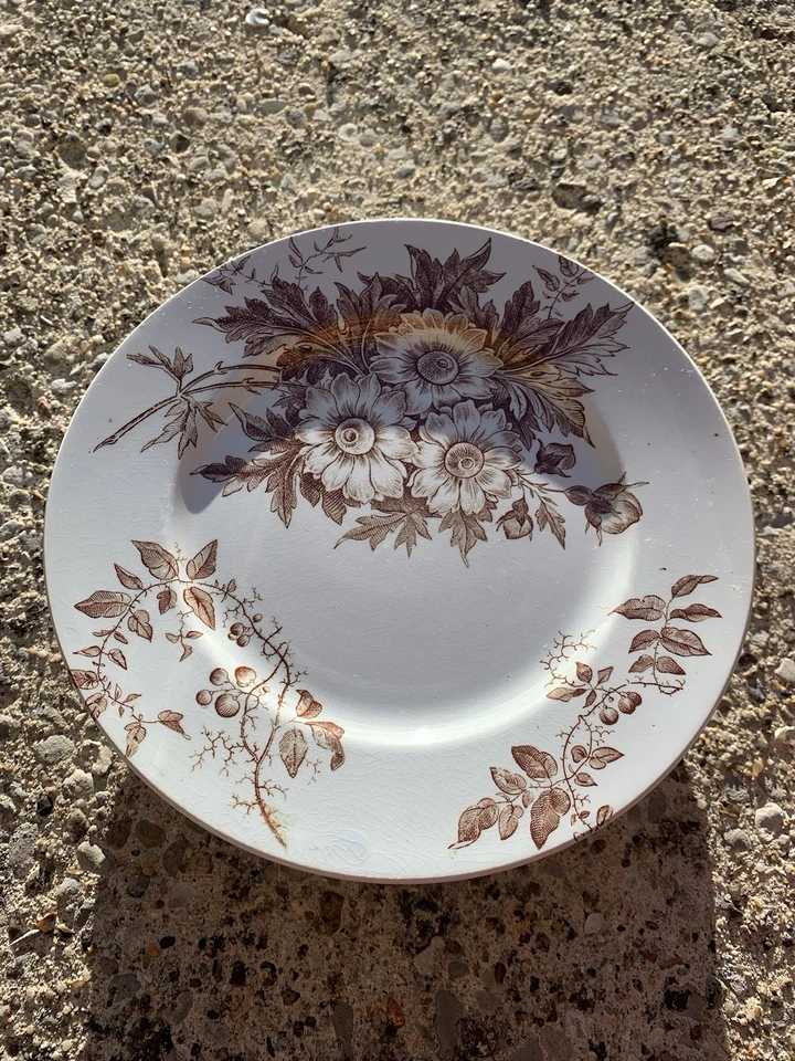 10 assiettes anciennes terre de fer Modèle Marguerite - Photo 2/4