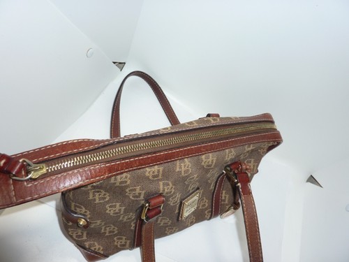 Vintage Dooney & Bourke BROWN Monogram Letter Logo CANVAS Shoulder Purse Bag - Photo 12/12