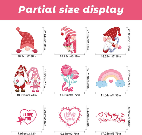 Valentines Day Window Clings for Glass, 9 Sheets Valentine'S Day Double-Sided Wi - Picture 3 of 12
