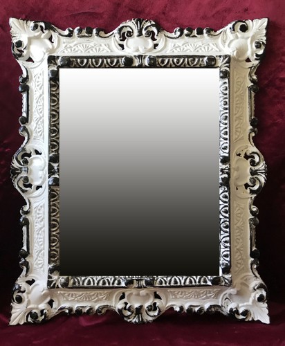 WANDSPIEGEL SPIEGEL RECHTECKIG WEIß SILBER REPRO 45x38 ANTIK BAROCK REPLIKATE - Picture 113 of 139