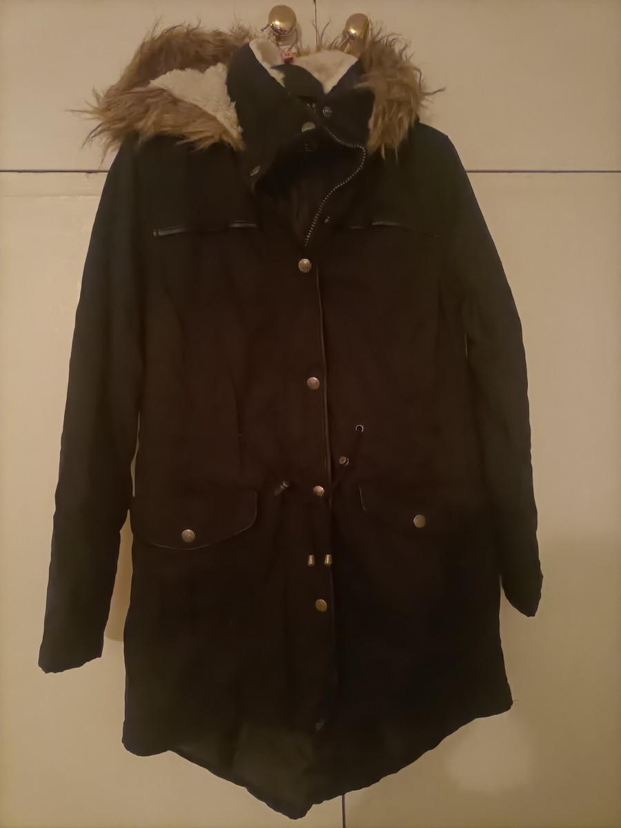 primark black parka coat
