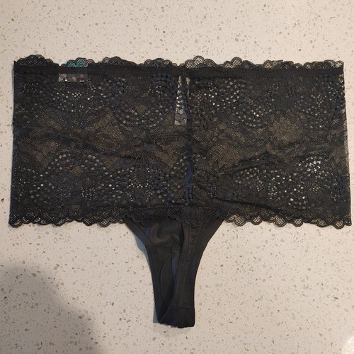 Lane Bryant Cacique Split Gusset Thong Black With Lace Plus Panties 18/20 Sexy A - Picture 8 of 12
