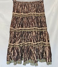 VINTAGE OKTOBERFEST DIRNDL TYROL BROWN BEADS EMBROIDERY WOMENS SKIRT US 16 EU 44