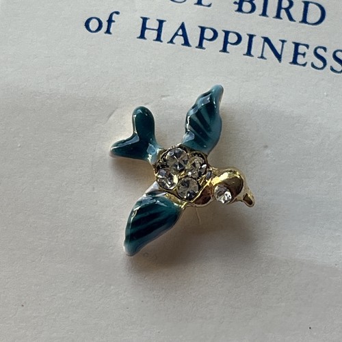 Tracy Hamilton Blue Bird of Happiness Gemstones Gold Tone Vintage Lapel Pin - Picture 3 of 6