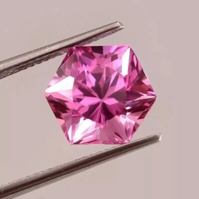 8.49 Ct AAA Flawless Ceylon Unheated Pink Sapphire Loose Hexagonal Gemstone Cut