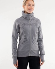 Lululemon Cuddle Up Jackets Womens 4 Gray Sparkles Hooded Thumb Holes High Neck