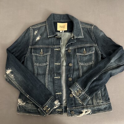 PAIGE Distressed Denim Jacket Womens Size Small