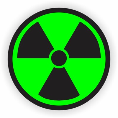 3 - Radiation Symbol Hard Hat Stickers Construction Helmet Danger Warning Lime