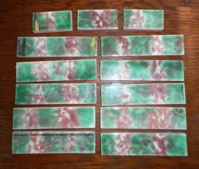 33 Antique Fireplace Hearth Ceramic Tiles Turquoise Green Mauve 6