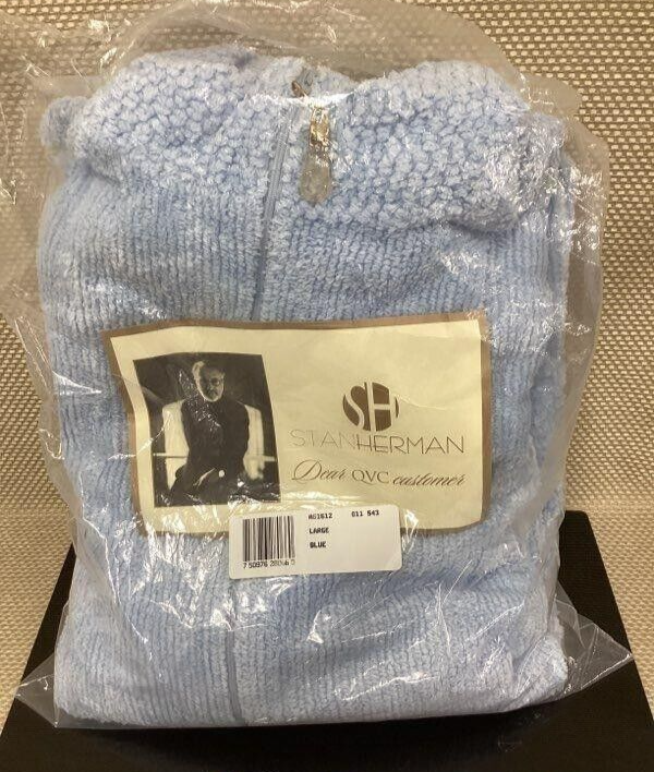 Vintage NWT Stan Herman for QVC BLUE 1/2 Zip Chenille Robe House Coat LARGE NEW eBay