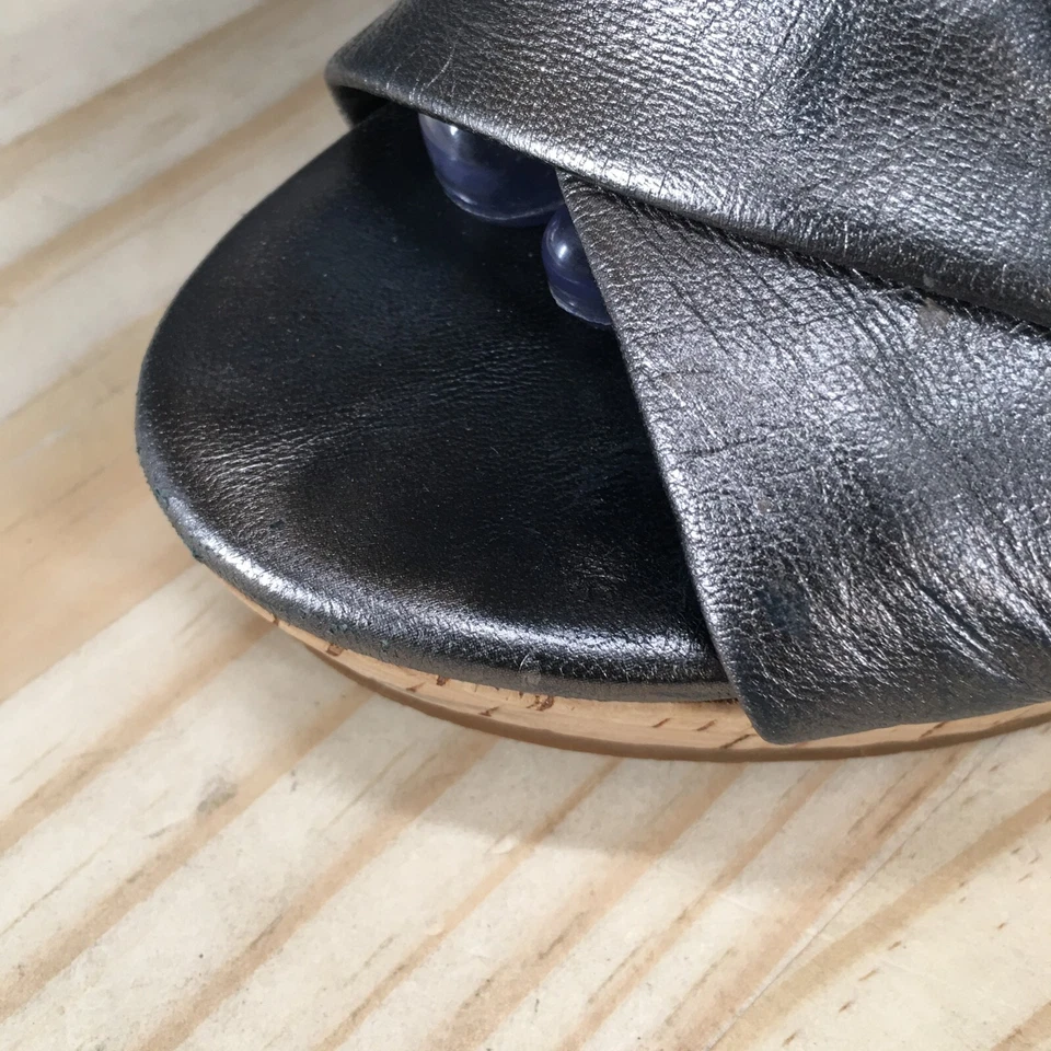 Cole Haan Tacones Mujer 8.5 Punta Abierta Entrecruzada Sandalias Cuña Gris Imitación Cuero Foto 3 de 4