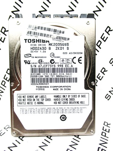 Toshiba 200GB MK2035GSS SATA (HDD2A30 B ZK01 S) Laptop HardDrive WIPED & TESTED! - 第 3/3 張圖片
