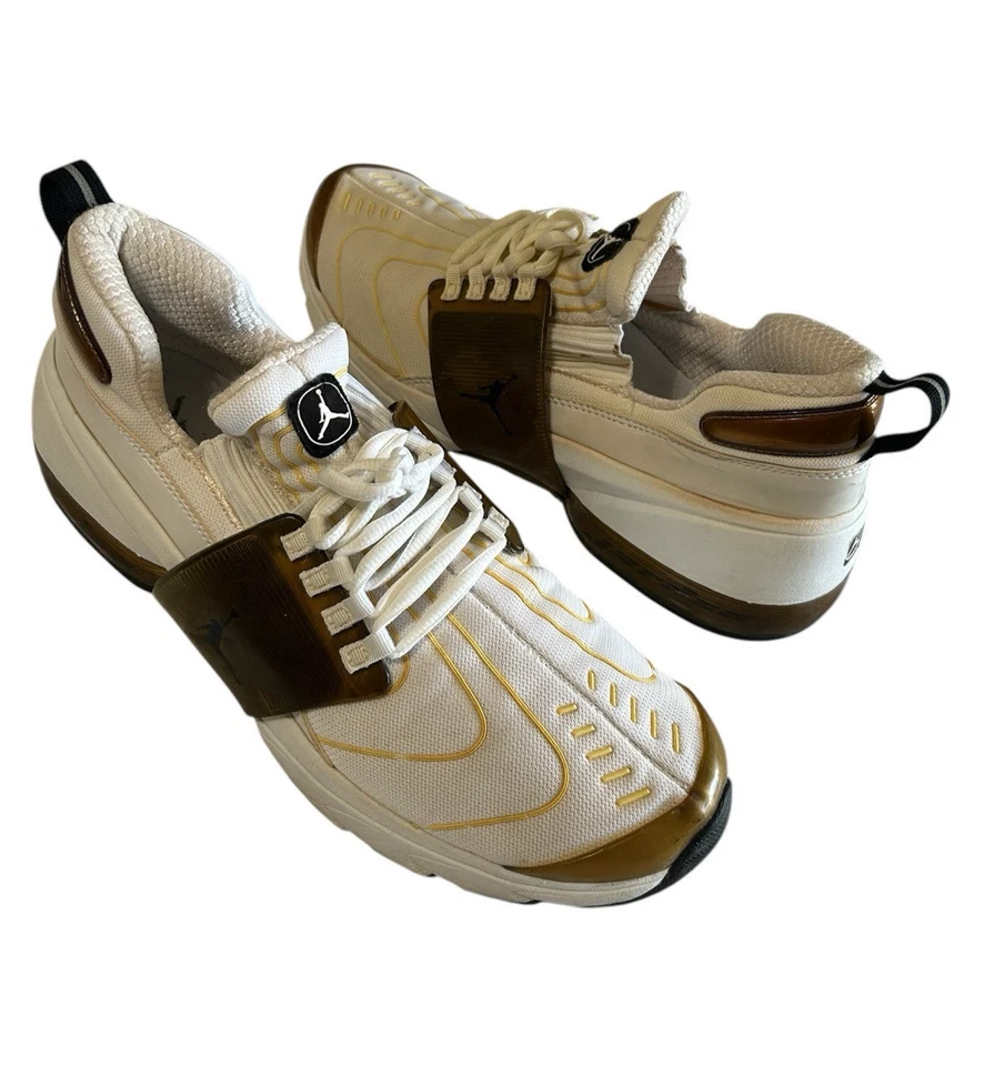 Tênis de basquete Jordan Trunner Bubble masculino bege marrom raro vintage tamanho 12 - Imagem 3 de 4