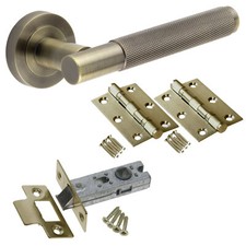 Astor Designer Door Handle Packs Matt Black Antique Brass Latch Lock Bathroom