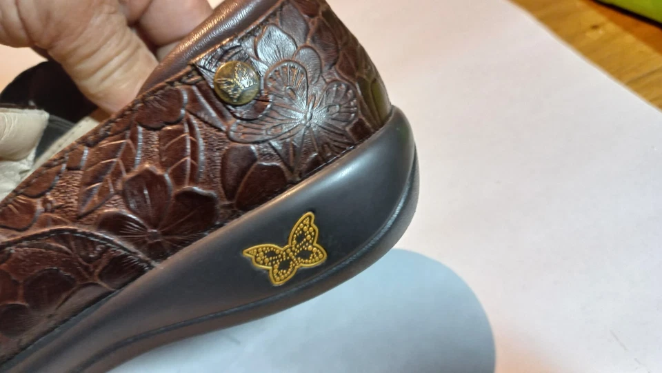 Zuecos sin cordones Alegria para mujer talla EU 37 EE. UU. 6 - 6,5 KEL-275 cuero marrón cachemir Foto 4 de 4