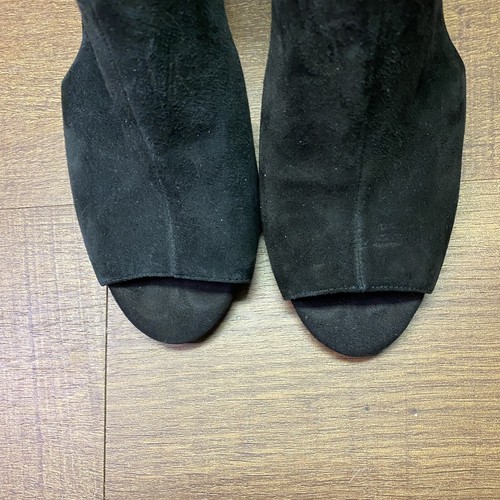 Womens New NWOB Alfani Peep Toed Block Heeled Booties Black Suede Size 8.5 M - Picture 3 of 5