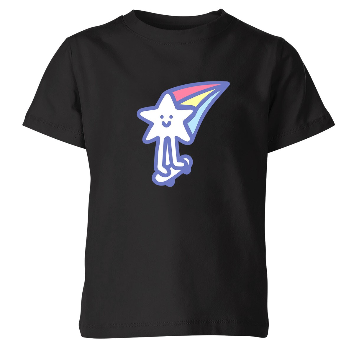 Shooting Star Riding A Skateboard Kids T Shirt Funny Boys Girls Tee Top