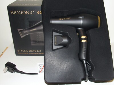 Bio Ionic Gold Pro Speed Hair Blower Dryer Black Gold NEW Open Box 1875W