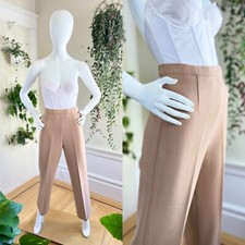 Vintage 1960s 60s Camel Knit Wool High Waisted Dressy Trousers Work Pants