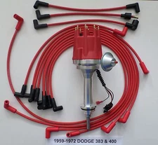 small cap DODGE 1959-1972 383 400 RED PRO HEI Distributor & Spark Plug Wires