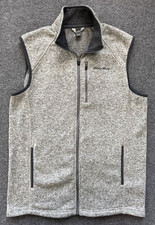 EDDIE BAUER Vest Men's M Gray Full Zip Speckled Knit Fleece Excellent