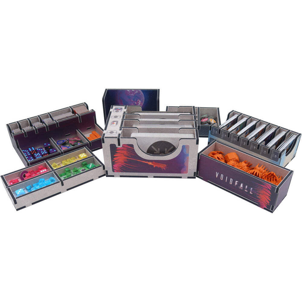 Inserti per giochi spaziali piegati per il gioco da tavolo Voidfall, organizzato