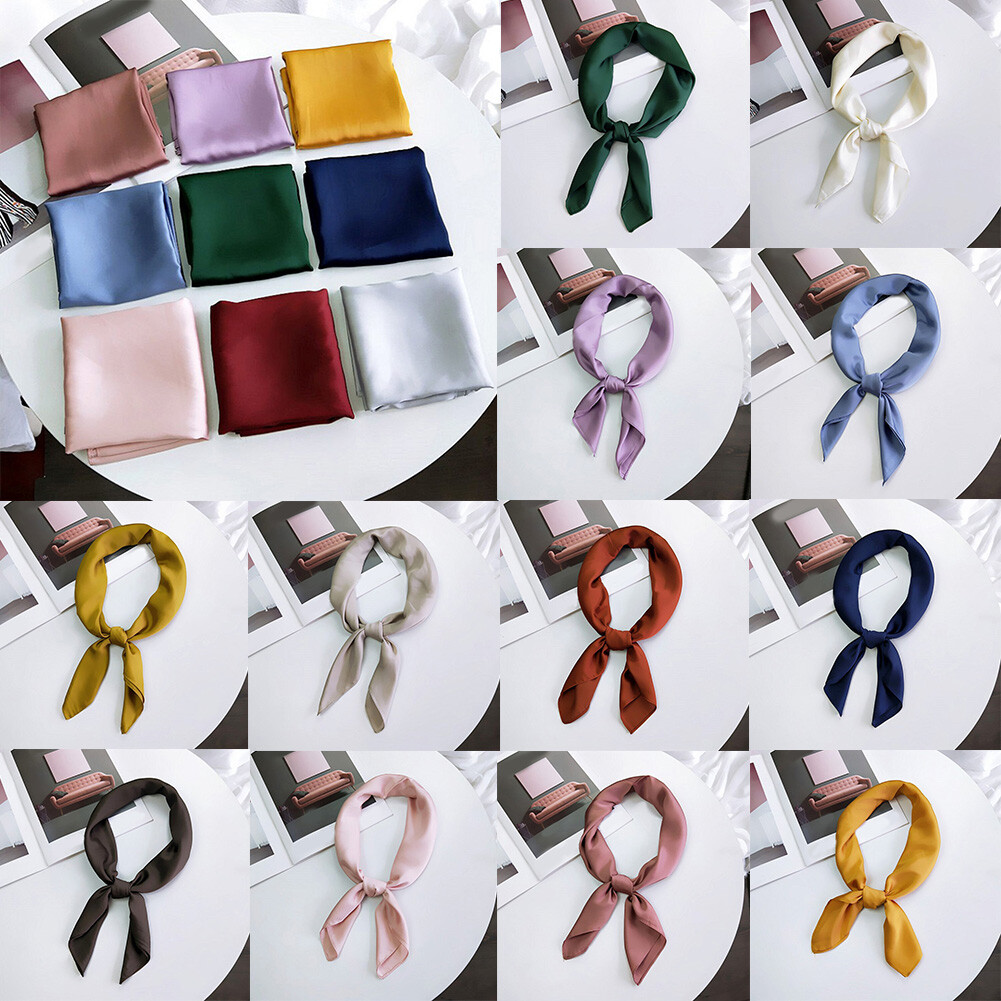 Vintage Silk Feel Satin Scarf for Women Hair and Neck Accessory