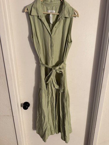Women "Marrisa Webb" mint green,sleeveless button up, ties, long dress.Size XL - Picture 2 of 3