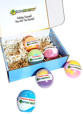 Bath Bombs 6 Assorted Set Essential Oils Epson Salts 5oz each Natural -100 % USA