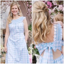 Dondolo x LoveShackFancy Daisy Love Floral Midi Dress Blue XS