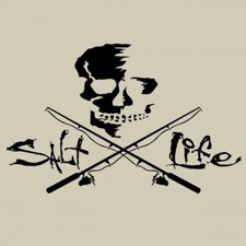 Salt Life Decal - 12 Medium Surface Mount Sticker - Skull Rods - Black Sad934