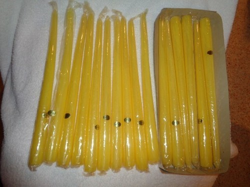 Candles Yellow 12" Taper Vintagr Hong Kong Lot of 12 - Picture 7 of 8
