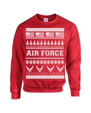 US Air Force Ugly Sweater Design American Flag XMas Unisex Crew Sweatshirt 1708