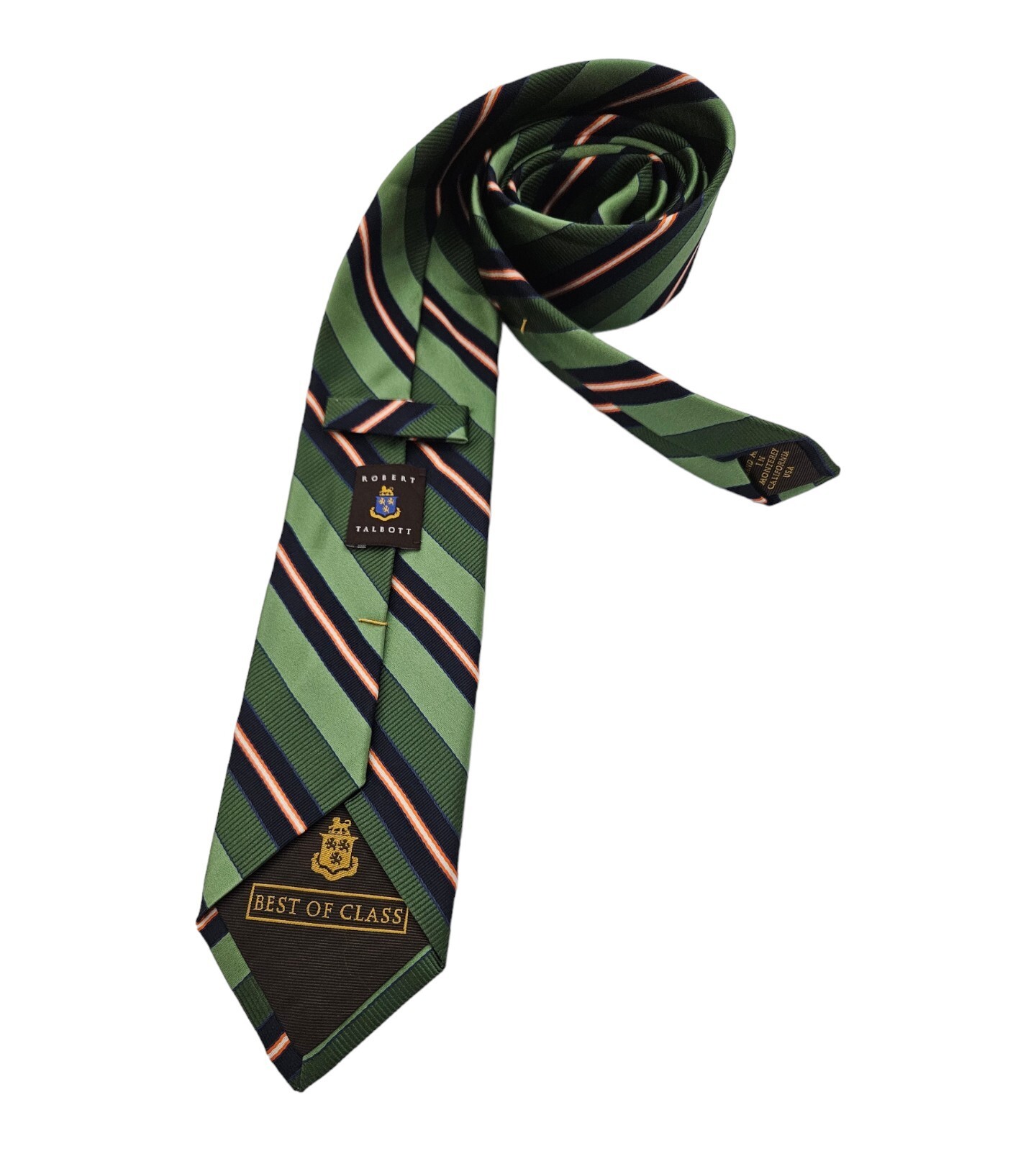 ROBERT TALBOTT Current Green Striped Silk Tie HAN… - image 5
