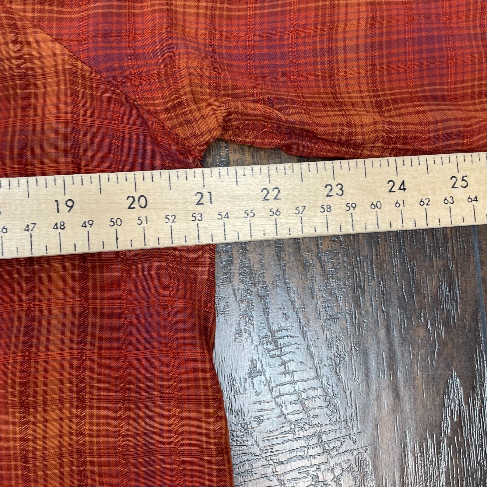 Universal Thread Top Medium Burnt Orange Plaid Bu… - image 8