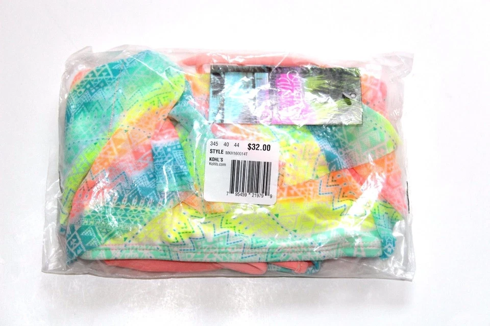 Juniors' Breaking Waves Striped Mesh Bandeaukini Bikini Top Batik Stripe () Foto 2 de 2