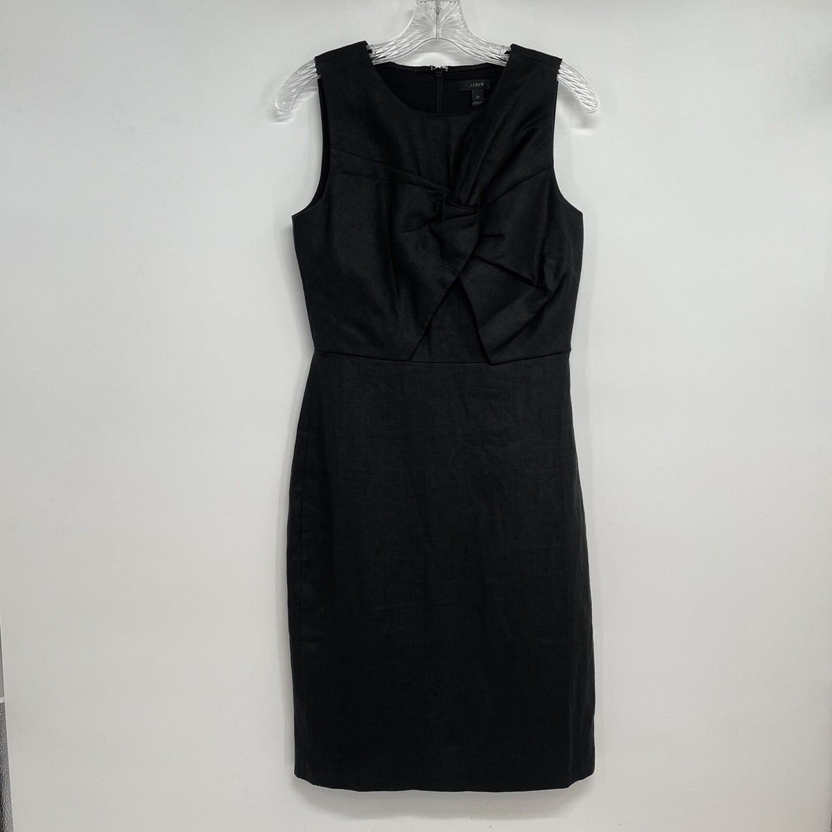 NWOT Crew Women's Size Tall Black Knot Front 100% Linen Dress